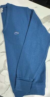 IZOD Lacoste V-Neck Sweater Size S Blue Orlon Acrylic Pullover